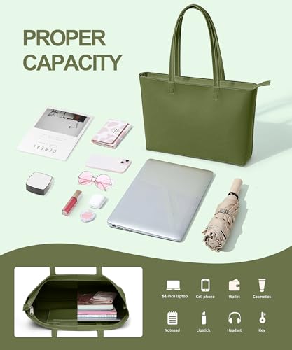 Image of KALIDI Tote Bag Zipper Shoulder Bag Faux Leather Purses Satchel for Women Casual Handbag Work Dating College