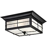 Ciata Lighting Orwell Square 2 Light Textured Black Outdoor Flush Mount Fixture on Steel with...