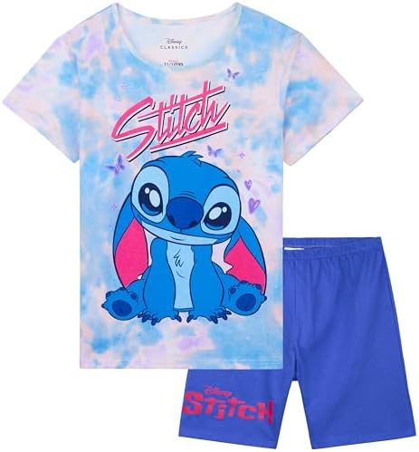 Disney Stitch Girls' Short Pyjama Set, Comfortable & Breathable Shorts, Sleepwear for Children and Teenagers