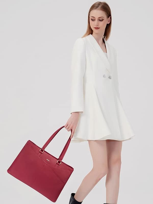 Image of Laptop Tote Bag for Women 15.6 Inch Waterproof Leather Computer Laptop Bag Women Business Office Work Bag Briefcase Large Travel Handbag Shoulder Bag