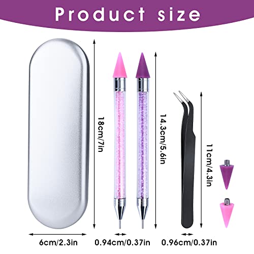 Nail Art Rhinestone Picker Tool Kit - Dual Ended Wax Pen with 2 Extra Tips & Tweezer for Gems Crystals, Picture color - Image 3