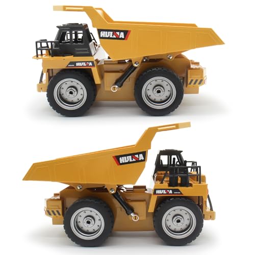 Camion à benne télécommandé avec cabine métallique robuste et lumières LED