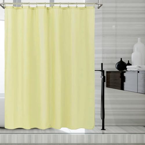 Image of LLSCL Lemon Yellow Fabric Shower Curtain Liner with Magnets, Waterproof Hotel Quality, 72 x 72 Machine Washable