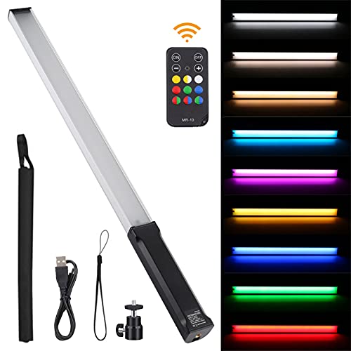 Free Shipping 🛒 RGB Video Light Wand, Handheld LED Light Stick with Remote, Tripod Ball-Head, Photography Video Lighting with 9 Colors, Built-in Rechargeable Battery, 1000 Lux Adjustable 3200K-5600K (21.6 INCH)