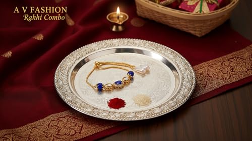 Image of Elegant Traditional Gold Plated /Rakhi Combo Of 1 Piece for Men and Women /brother /sister /bhabhi Kundan Stone combo set (Same as Shown In Image)