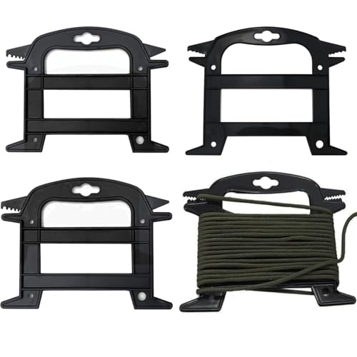 Lot de 4 enrouleurs de corde, enrouleur de corde en plastique noir, organisateur de fil de pêche,...