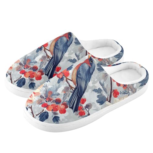 JUNZAN Flowers Dahlia Cherry Blossom Birds Mens Home Cotton Slipper Non Slip Memory Foam Foam Slippers for Travel Funny Presents 6-74