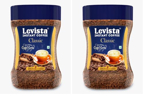 Image of Levista Classic Pure Instant Coffee 50 /45 GM Jar (Pack of 2)