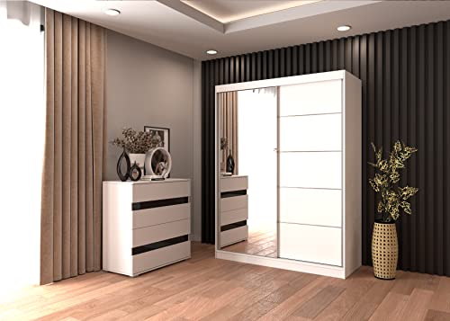 Fabryka Mebli Idźczak Vista Lucca Ensemble De Chambre À Coucher Armoire Miroir Commode Innovant Élégant Polyvalent Moderne