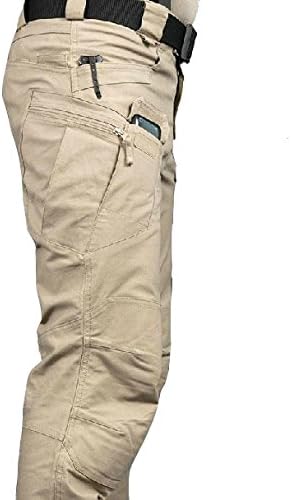 Tactical Hunting Cargo Pants – Army Security Military Combat Hiking Trousers – Durable and Stretchable Material (Khaki, 34" - 36")