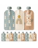 Hippypotamus Reusable Baby Food Pouches for Toddlers - BPA Free Food Grade - Dishwasher & Freezer Safe - Baby Food Containers - Refillable Squeeze Pouch For Applesauce & Yogurt - 12 Pack (Llamas)