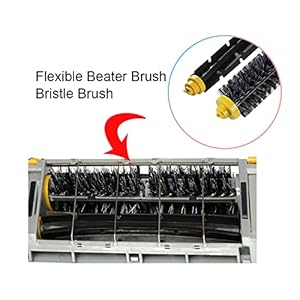 Replacement Parts Kit Includes Bristle Flexible Beater Brush Armed 3 Side Brush Filters for iRobot Roomba 600 Series 614 618 620 630 640 650 651 660 665 670 680 685 690 692 694 695 Vacuum