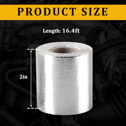 Image of Wevdn Heat Shield Reflective Tape, 2 inchx16.4FT Adhesive Backed Heat Barrier Tape Roll, Gold High-Temperature Self Adhesive Reflect Backed Sheet Compatible with Car Intake Pipe Engine Bay