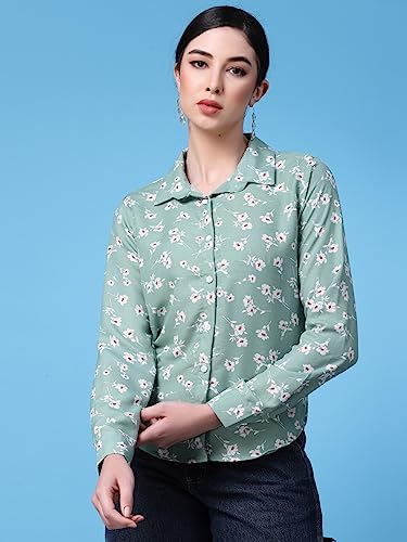 Image of OOMPH! Women's Cotton Regular Fit Floral Button Down Shirt