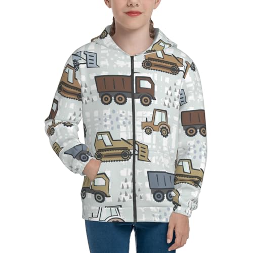 Tractor and Dumper Kids Pullover Hoodies Boys Zip Up Sweatshirts Girls Athletic Clothes with Pocket3