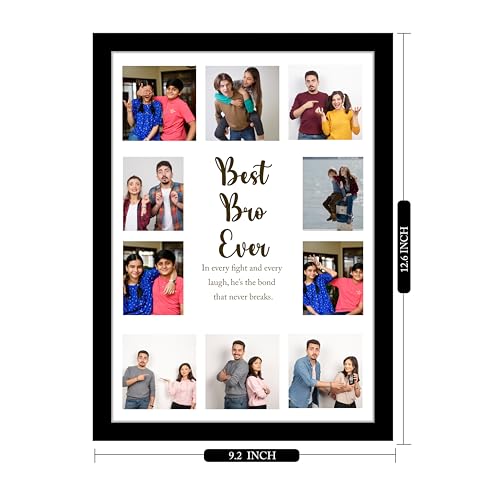 Image of Art Street Personalized Best Brother Wall Photo Print Collage with 10 Photo Upload Customized Photo Frame Gift For Mother, Father, Brother and Friends (9.2x12.6 Inch)