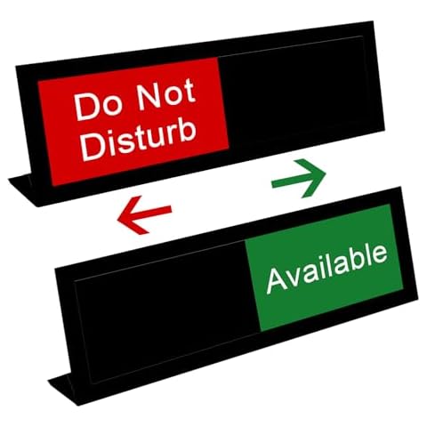 Do Not Disturb Available Slider Sign,Office Door Signs Available and Away,Office Desk Sign That Lets Others Know Whether You're Available Or Not-Acrylic,10" x 3" -Black Cover