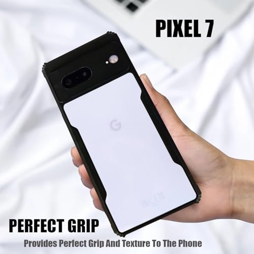Image of AIBEX Crystal Clear Back Cover Case for Google Pixel 7 | 360 Degree Protection | Shock Proof Design | Transparent Back Cover Case (PC & TPU, Black Bumper)