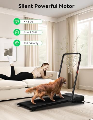 Image of FelFast Walking Pad Treadmill, 12% 5-Level Auto Incline, 2-in-1 Under Desk Foldable w /Remote Control, 12 HIIT Mode, 265 Lbs, 7.6 MPH Max, Portable Treadmill for Office Home