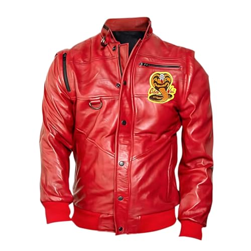 Johnny Lawrence Red Karate Kid Cobra Kobra Kai Men Leather or Faux Leather Bomber Jacket2