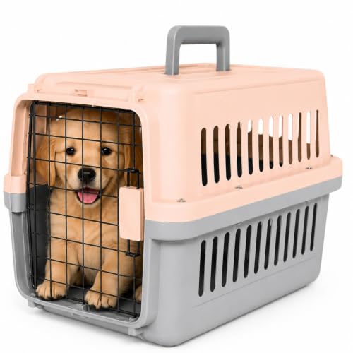 Image of Foodie Puppies Portable Pet Travel Cage with Handle (47 x 31 x 31cm, Small) for Small Dogs & Cats | Durable Travel Cage Box with Secure Metal Door, Spring Lock & Ventilated Design