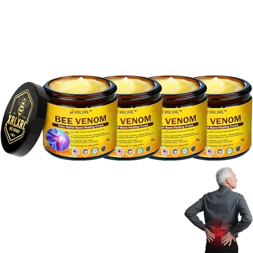 XRLXRL Bee Venom Pain Relief Bone Healing Cream, Professional Bee Venom Cream for Arthritis, Bee Venom Joint & Bone Therapy cream for Back, Knee, Hands, Neck, Feet, for All Skin Types (4 Bottle)