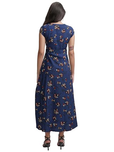 Image of Tokyo Talkies Women Navy Blue Printed Maxi Dress