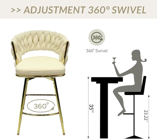 Swivel-Bar-Stools-Set-of-2-Modern-360-Swivel-Bar-Stools-23-inch-Modern-Bar-Chairs-with-Woven-Back-Footrest-Counter-Height-Bar-Stools-for-Kitchen-Island-Cafe-Bar-Wet-Counter Swivel Bar Stools Set of 2 Modern 360 Swivel Bar Stools 23 inch Modern Bar Chairs with Woven Back Footrest Counter Height Bar Stools for Kitchen Island Cafe Bar Wet Counter