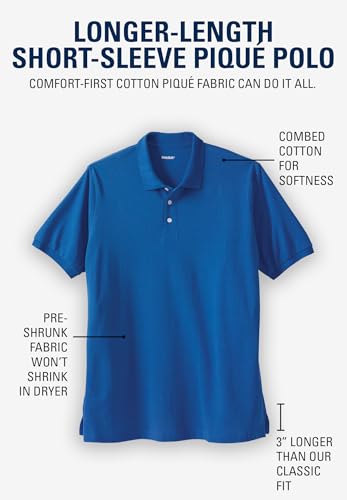 KingSize Men's Big & Tall Longer-Length Shrink-Less Cotton Polo Shirt3