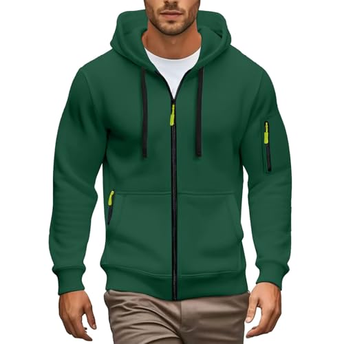 Tactical Hoodies for Men Casual Long Sleeve Full Zip Sweatshirts with Pockets Big and Tall Hooded Sweatshirts Jackets