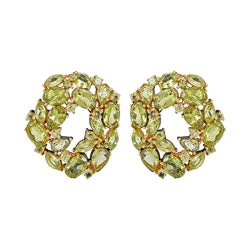 Boucles d'oreilles péridot en argent 925 rhodié noir de haute joaillerie