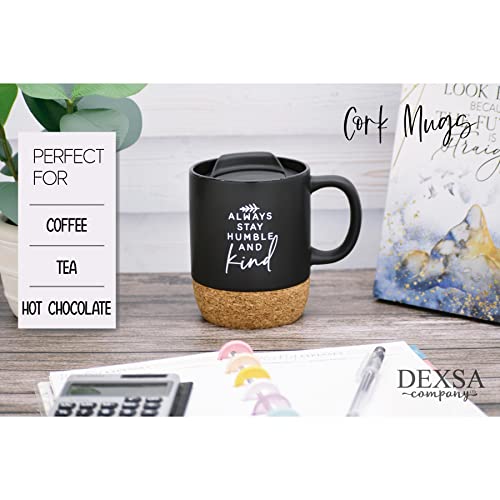 Taza de cerámica Dexsa con tapa y base de corcho miniatura 2