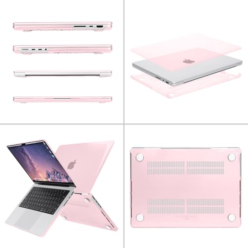 Image of MOSISO Compatible with MacBook Pro 14 inch Case 2025 2024 2023 2022 2021 M5 M4 M3 M2 M1 A3434 A3112 A3185 A3401 A2918 A2992 A2779 A2442, Hard Shell&Keyboard Cover&Screen Film&Pouch,Rose Pink