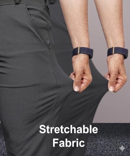 Image of Men's Slim Fit Lycra Formal Trousers Combo | Stretchable Smart Casual Pants for Office Wear | Mid-Rise Flat Front Stylish Chinos