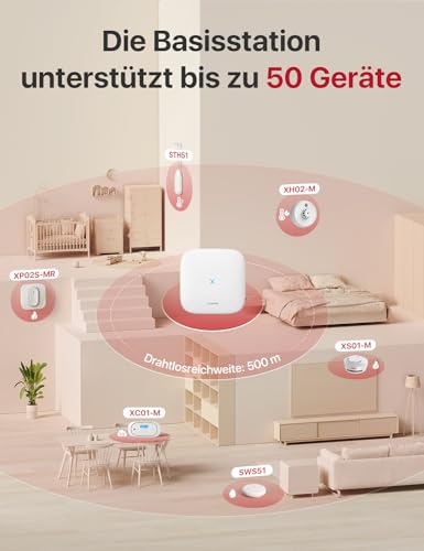X-Sense Smart Rauchmelder XS01-M mit SBS50 Basisstation, Zertifiziert nach EN 14604, Funkrauchmelder...