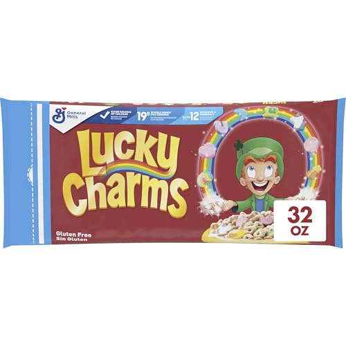 Lucky Charms Gluten Free Cereal with Marshmallows, Kids Breakfast Cereal, Made with Whole Grain,...