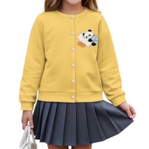 Image of Girls Cardigans Sweater Long Sleeve Crew Neck Button Down Sweaters School Outerwear for Kids Fall Winter Tops