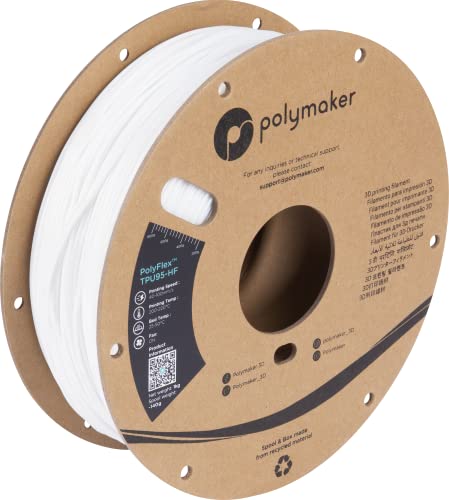 Image of Polymaker High Flow TPU Filament 1.75mm White, Shore 95A Flexible Filament 1.75mm1kg - PolyFlex TPU95-HF 3D Printing TPU Filament 1.75mm Soft Flexible Filament