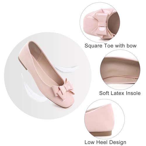Image of Dear Time Women's Casual Foldable Ballet Flats Square Toe Ballerina Flats Shoes Comfortable