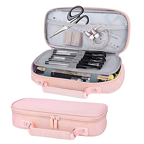 Tmacker Pencil Case School Office Supplies for Middle High School College Student Teens Pencil Box,Lightweight & Spacious Kawaii Cute Pencil Pouch Stationery Bag for Office Desk Organizer,Rose Gold