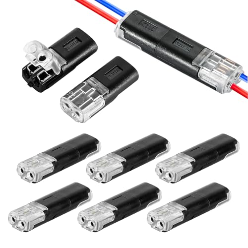 Set 12 Connettori Elettrici Impermeabili 2 Poli, Connettori Elettrici Rapidi per Cavi 18–22 AWG, Senza Saldatura, Morsetti Elettrici per Auto, LED, Giardino, Facile da Installare, Sicuri e Resistenti