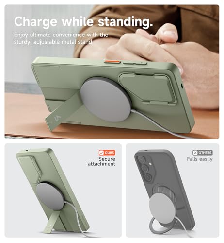 Image of SURITCH for Samsung Galaxy S26 Ultra Phone Case, Magnetic Protective Cover with Camera Cover & Adjustable Metal Kickstand for Galaxy S26 Ultra -Sage Green