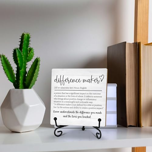 Letrero de madera Difference Maker 4x4 pulgadas con soporte miniatura 5
