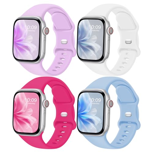 Sport Band Compatible with Apple Watch Bands 38mm 40mm 41mm 42mm 44mm 45mm 46mm 49mm Women Men,Soft Silicone Replacement Strap Accessory for iWatch Wristbands Series 10 9 8 7 6 5 4 3 2 1 SE Ultra by CREFORT - Used condition - US$9.00