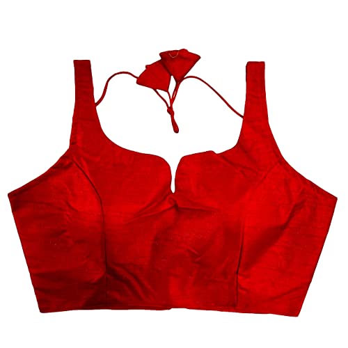 Image of Pujia Mills Women's Heavy Phantom Silk Bollywood Style Sleeveless Trendy Blouse(Veda)