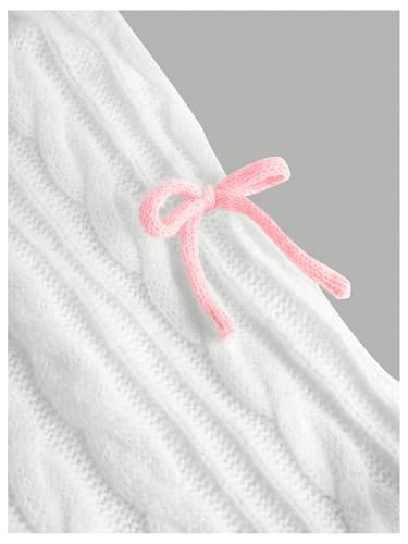 OYOANGLE Girl's Bowknot Long Sleeve Open Front Crop Cardigan Y2K Knit Bolero Shrug Sweaters3