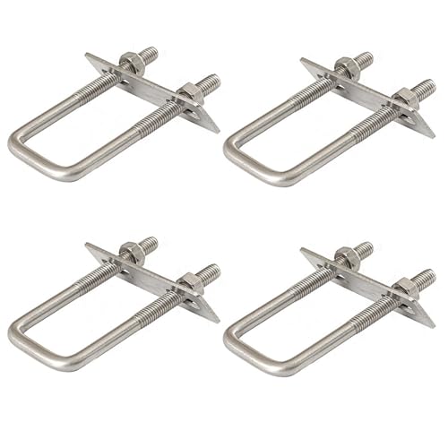 HAPPOW Lot de 4 étriers en U avec filetage, vis en U M8 60 x 120 mm, vis à étrier en acier inoxydable 304, étrier en U avec écrous et plaque de cadre,...