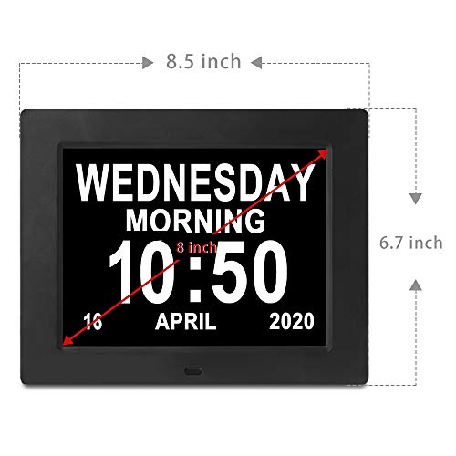 【2022 Newest Version】 Digital Calendar Day Clock- 8 Alarms Auto-Dim Battery Backup Extra Large Non-Abbreviated Dementia Clocks Alzheimer Memory Loss Vision Impaired Alarm Clock For Seniors Elderly #TOP1