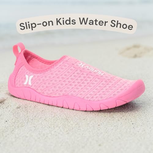 Hurley Kids Water Shoes – Quick-Dry Breathable Slip-On Aqua Shoes with Flexible Grip Sole for Beach, Pool, Splash Pad & Summer Outdoor Play- Zen - Candy/White by Hurley - Used condition - Image 2