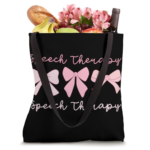 Bolso tipo tote para terapia del habla y el lenguaje, diseño coquette con lazos rosas miniatura 4